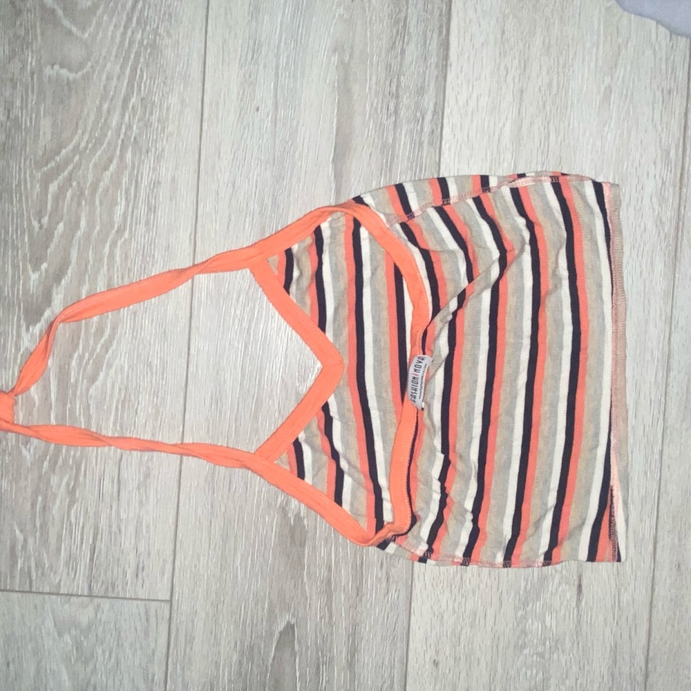 peach navy gray white crop top